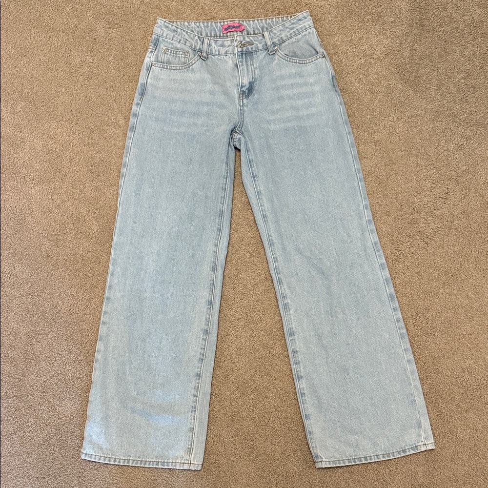 Edikted Sky Blue Straight Leg Jeans
